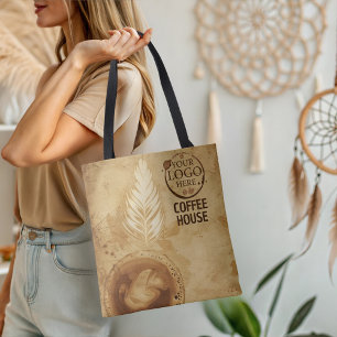 Latte Art cafés en coffeeshops Logo Business Draagtas