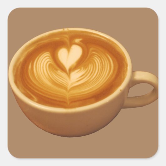 Latte Art Coffee Love Vierkante Sticker (Voorkant)