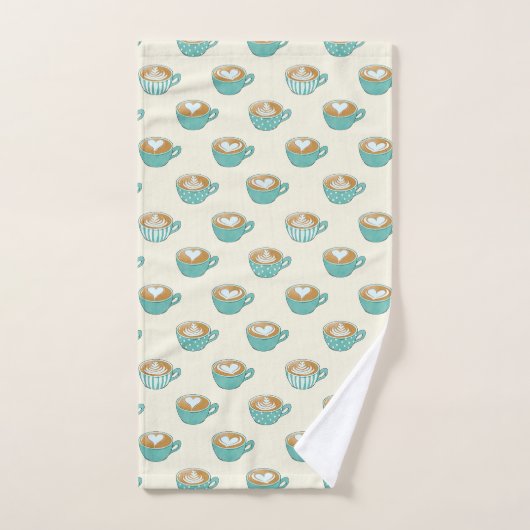 Latte Art dans de mignons cafés bleus (Serviette à main)