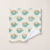 Latte Art dans de mignons cafés bleus (Gant de toilette)