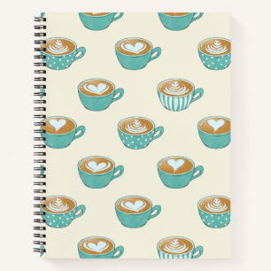 Latte Art in Cute Blue Coffee Mugs Notitieboek