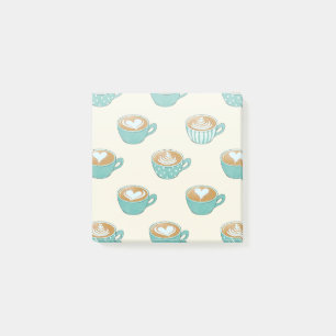 Latte Art in Cute Blue Coffee Mugs Post-it® Notes