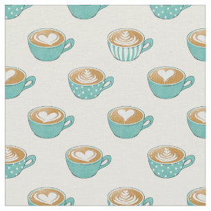 Latte Art in Cute Blue Coffee Mugs Stof