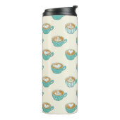 Latte Art in Cute Blue Coffee Mugs Thermosbeker (Gedraaid links)