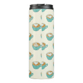 Latte Art in Cute Blue Coffee Mugs Thermosbeker (Achterkant)