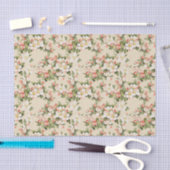 Latte Beige Bloemen Elegant Tissuepapier (Craft)