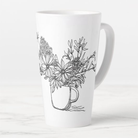 Latte Bouquet de la tasse de dessin (Angle droit)