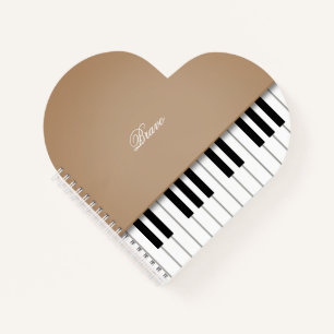 Latte Brown Grand Piano-muziektoetsenbord op maat Notitieboek