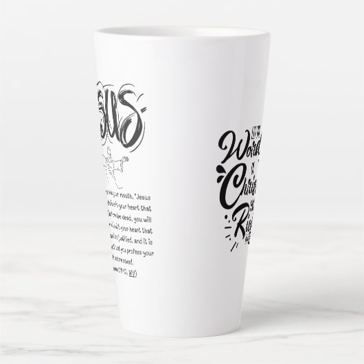 Latte Café Mug - Prière du salut - Foi (Devant)