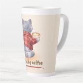 Latte Chat "Propulsé par le Café" Tenant Une Tasse de Ca (Angle droit)