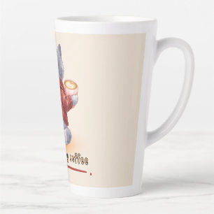Latte Chat "Propulsé par le Café" Tenant Une Tasse de Ca