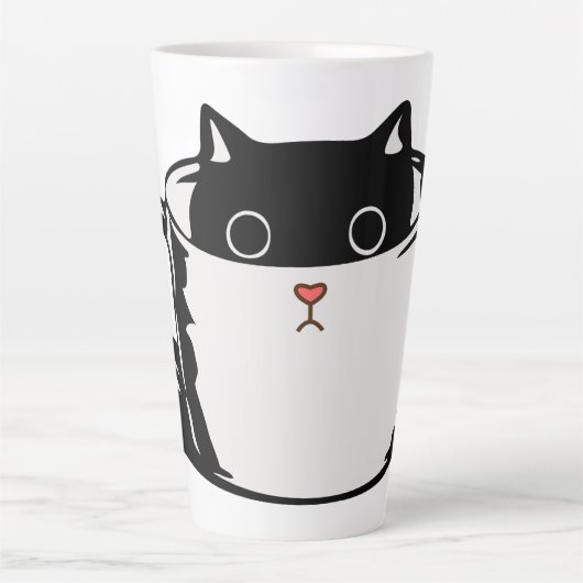 Latte Chaton noir avec nez rouge caché dans une tasse (Devant)