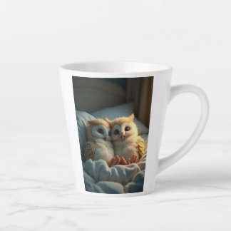 Latte Chouettes mignonnes dans une tasse de lit