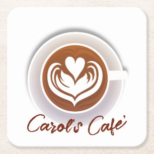 Latte Coffee Cup Vierkante Kartonnen Onderzetter