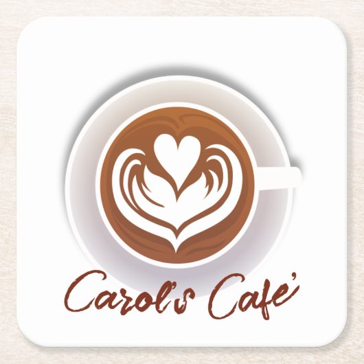 Latte Coffee Cup Vierkante Kartonnen Onderzetter (Voorkant)