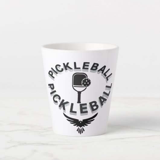 Latte Conception de tasse pickleball noir et blanc (Devant)