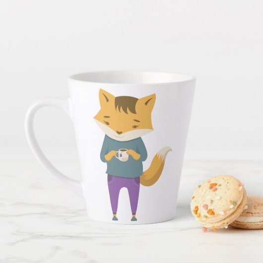 Latte Cute renard avec tasse de thé (En situation)