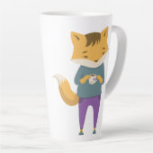 Latte Cute renard avec tasse de thé (Angle droit)