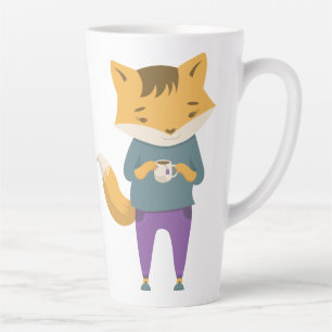 Latte Cute renard avec tasse de thé