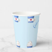 Latte en gehakte room (blauw) papieren bekers (Rechts)