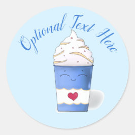 Latte en gehakte room (blauw) ronde sticker