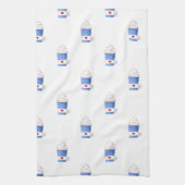 Latte en gehakte room (blauw) theedoek (Verticaal)