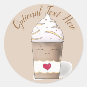 Latte en getelegrafeerde crème (koffie) ronde sticker