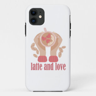 Latte en liefdesbeker, handen en koffie iPhone 11 hoesje
