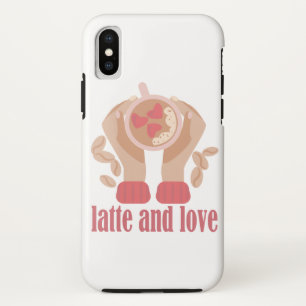 Latte en liefdesbeker, handen en koffie iPhone x hoesje