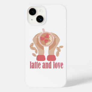 Latte en liefdesbeker, handen en koffie Case-Mate iPhone 14 hoesje