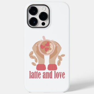 Latte en liefdesbeker, handen en koffie Case-Mate iPhone 14 pro max hoesje