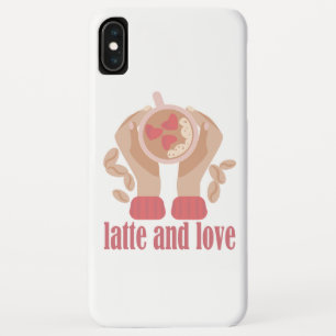 Latte en liefdesbeker, handen en koffie iPhone XS max hoesje
