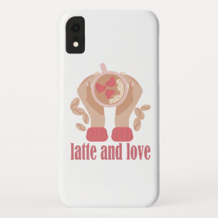 Latte en liefdesbeker, handen en koffie iPhone XR hoesje