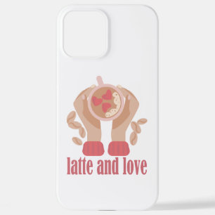 Latte en liefdesbeker, handen en koffie iPhone 12 pro max hoesje