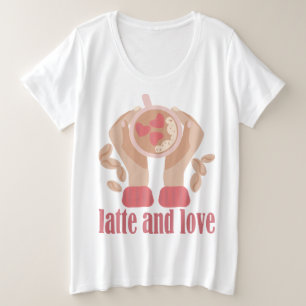 Latte et coupe d'amour, mains et café citation T-s