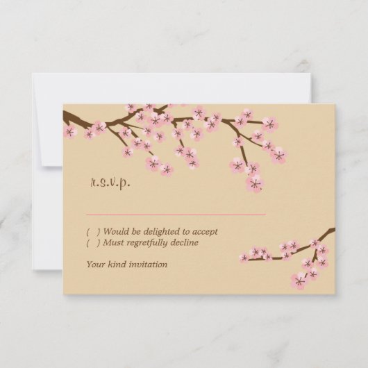 Latte & Fleur de cerisier rose RSVP avec enveloppe (Devant)