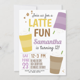 Latte Fun Coffee Birthday Uitnodiging