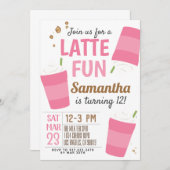 Latte Fun Coffee Birthday Uitnodiging (Voorkant / Achterkant)