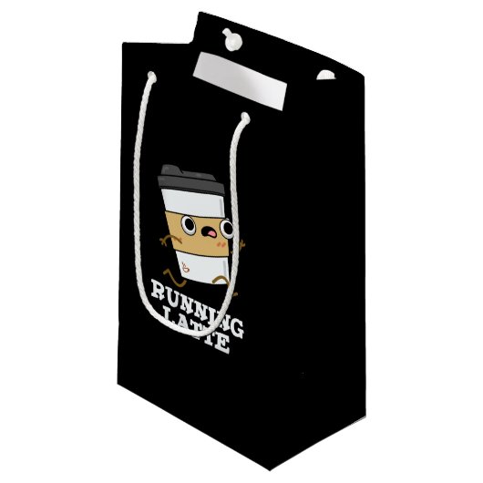 Latte Funny Coffee Pun Dark BG Klein Cadeauzakje (Voorkant Gekanteld)