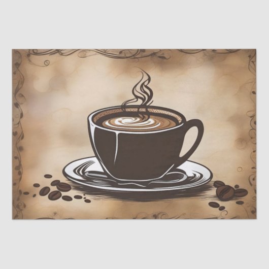 Latte koffiekopjes / decoupage tissuepapier (Voorkant)