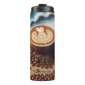 Latte kunst op het strand thermosbeker (Voorkant)