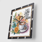 Latte Love Jesus Coffee Vierkante Klok (Hoek)