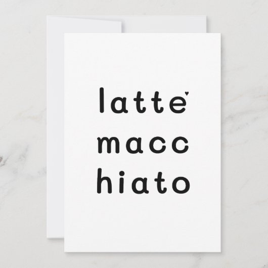 Latte macchiato - minimalistic typography card kaart (Voorkant)