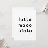 Latte macchiato - minimalistic typography card kaart (Voorkant / Achterkant in situ)