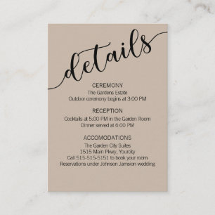 Latte Mocha Black Love Schrift Details Informatiekaartje