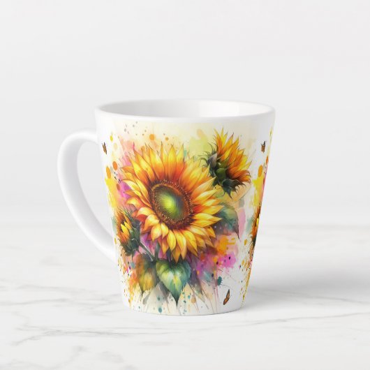 Latte Mok - Gele Zonnebloemen (Linkerhoek)