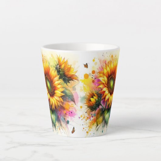 Latte Mok - Gele Zonnebloemen (Voorkant)