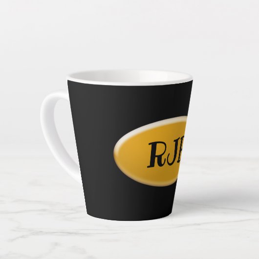 Latte Mok - Golden ovaal met Initialen (Linkerhoek)