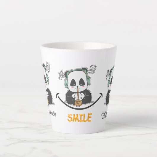 Latte Mok met schattig panda afbeelding (Voorkant)