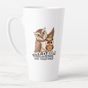 Latte Mug 17oz : Mon papa Mon Vieux Moi (blanc)